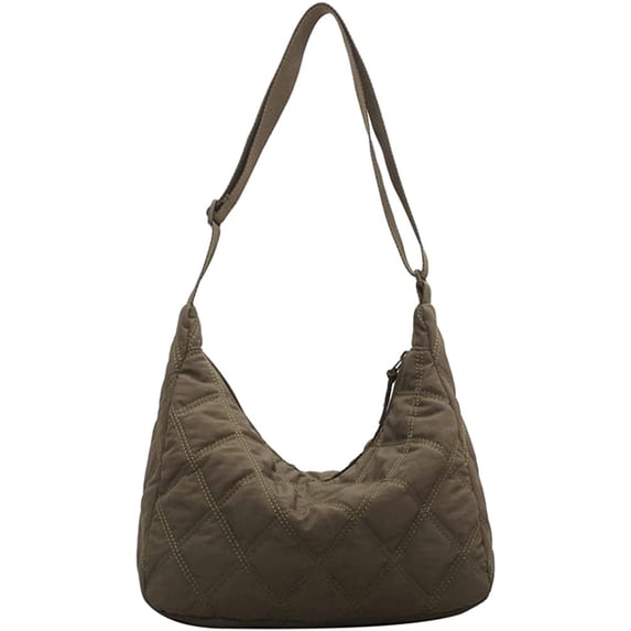 CoCopeaunts Women Quilted Shoulder Bag Lingge Down Tote Bag Winter Cotton Padded Adjustable Shoulder Straps Handbag for Women