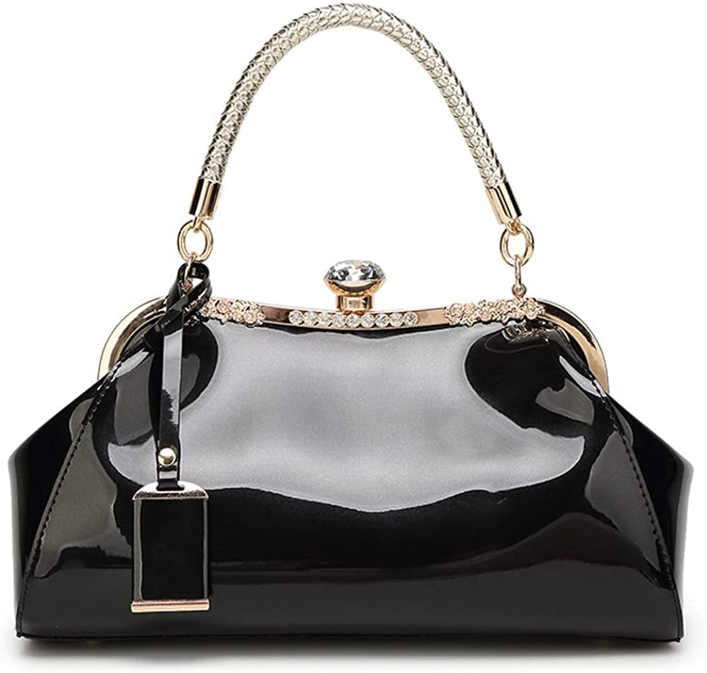 CoCopeaunts Women Retro Top Handle Handbag Kiss Lock Shoulder Bag Clutch Purse with Adjustable Strap Evening Crossbody Wallet Walmart