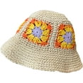 thumbnail image 1 of CoCopeaunts Women Straw Bucket Hat Flowers Pure Hand-Woven Crochet Fisherman Hat Beach Summer Breathable Hollow Bucket Cap, 1 of 8