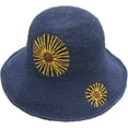 thumbnail image 1 of CoCopeaunts Women Straw Bucket Hat Wide Brim Sunshade Vacation Beach Sunflower Embroidery Summer Handmade Packable Fisherman Hat, 1 of 8