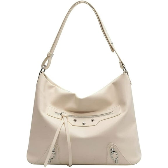 CoCopeaunts Women Studded Tote Handbags Punk Shoulder Top-Handle Bag PU Leather Shoulder Bag Handbag Chain Satchel Tote