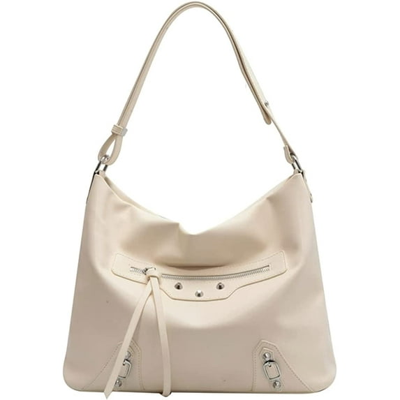 CoCopeaunts Women Studded Tote Handbags Punk Shoulder Top-Handle Bag PU Leather Shoulder Bag Handbag Chain Satchel Tote