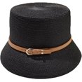 thumbnail image 1 of CoCopeaunts Women Summer Bucket Hat Brown Belt Buckle Decoration Flat Top Straw Bucket Cap Sun Protection Beach Fisherman Hat, 1 of 8