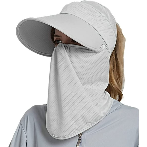 CoCopeaunts Women Sun Hat Outdoor Riding Visor Hat Summer Sports Cap UV Protection Beach Hat with Face Mask