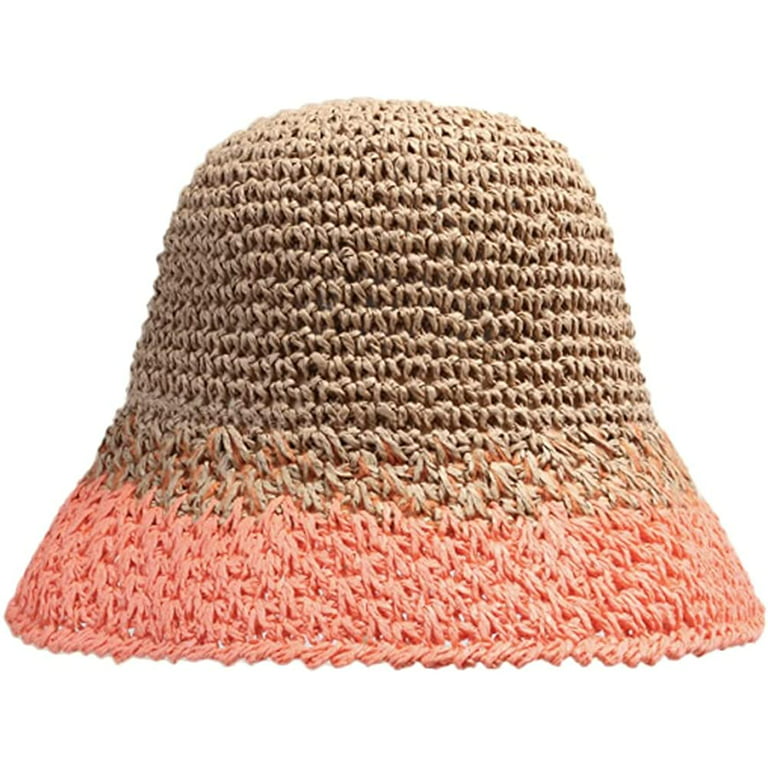 CoCopeaunts Women Sun Hat Wide Brim Fishing Hat for Women Cute Handmade  Woven Straw Hat Foldable Bucket Hat UV Protection Beach Hat