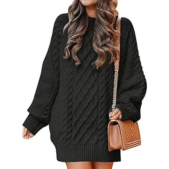 CoCopeaunts Women Sweater Tops Oversized Cable Knit Long Sleeve Ribbed Winter Sweater Tops Chunky Pullover Fall Tops