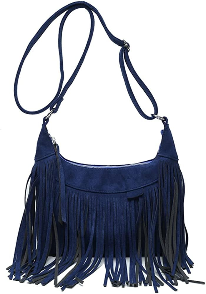 CoCopeaunts Women Tassel Faux Suede Leather Fashion Purse Crossbody Bags Hobo  Bag Boho Evening Handbag 