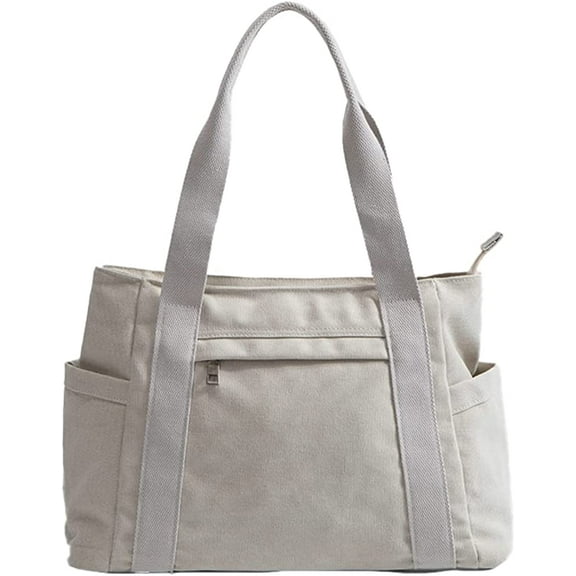 CoCopeaunts Women Vintage Canvas Tote Bag with Zipper Fashion Purse Large Canvas Work Shoulder Bag Travel Bag