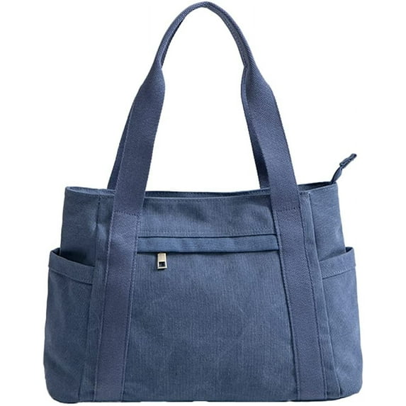 CoCopeaunts Women Vintage Canvas Tote Bag with Zipper Fashion Purse Large Canvas Work Shoulder Bag Travel Bag