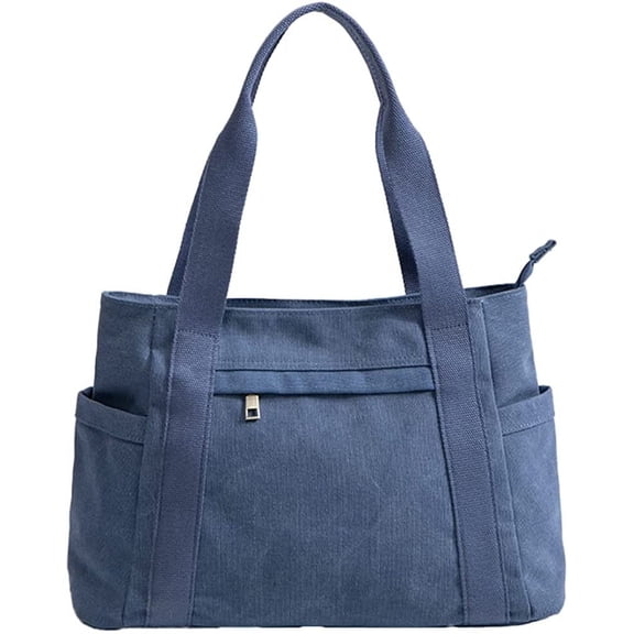 CoCopeaunts Women Vintage Canvas Tote Bag with Zipper Fashion Purse Large Canvas Work Shoulder Bag Travel Bag
