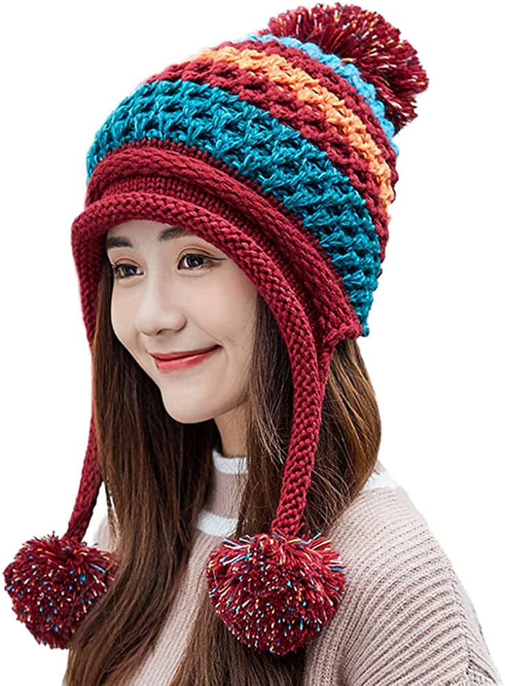 CoCopeaunts Women Winter Peruvian Cover Ears Beanie Hat Ear Flaps Knit