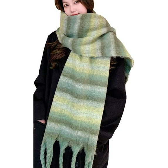 CoCopeaunts Women Winter Scarf with Tassel Big Chunky Plaid Scarf Warm Blanket Shawl Wrap