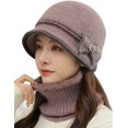 thumbnail image 1 of CoCopeaunts Women Wool Beanie Beret and Scarf Sets Knit Hat Fleece Lined Warm Bucket Hats Ski Cap Snow Hats Soft Hat and Scarf Set, 1 of 4