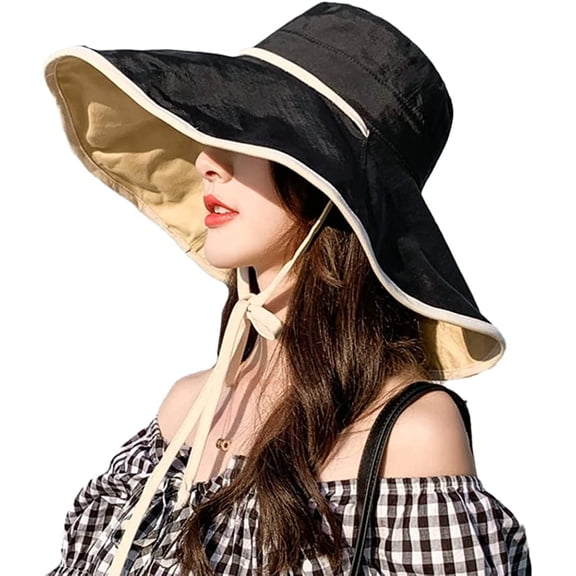 CoCopeaunts Women's Beach Bucket Hats, Sun Hats Large Wide Brim Fisherman Hats Vacation Sun UV Protection Bucket Hats f Hiking Riding