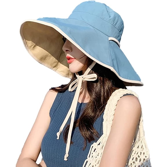 CoCopeaunts Women's Beach Bucket Hats, Sun Hats Large Wide Brim Fisherman Hats Vacation Sun UV Protection Bucket Hats f Hiking Riding