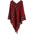 thumbnail image 1 of CoCopeaunts Women's Boho Cloak Casual Soft Blanket Scarf Versatile Knitted Poncho Cape Loose Shawl with Fringe Hem, 1 of 3