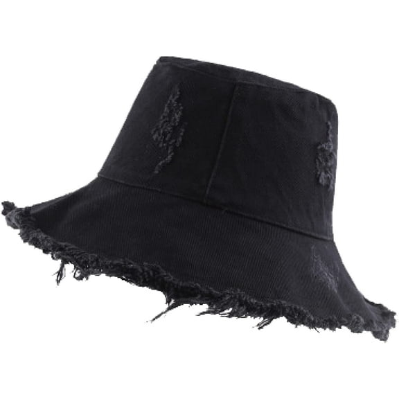 CoCopeaunts Women's Bucket Hat Summer Simple Casual Vintage Frayed Brim Bucket Cap Foldable Comfort Fisherman Hat for Men