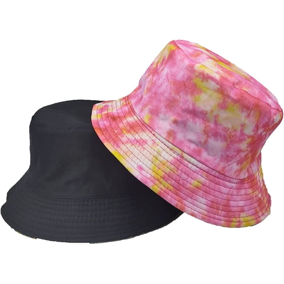 CoCopeaunts Women's Bucket Hat Tie Dye Summer Fisherman Hat for Men Double-Side-Wear Reversible Bucket Cap Lightweight Packable