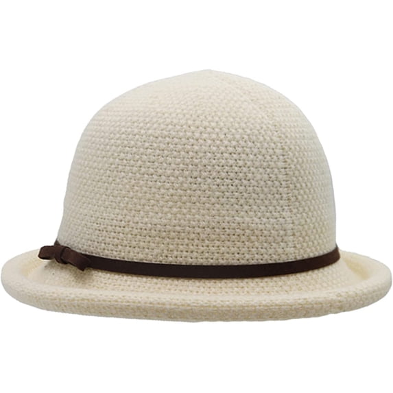 CoCopeaunts Women's Bucket Hat Wool Felt Bowler Hats Retro Soft Warm Autumn Winter Ladies Plain Cloche Basin Hat Black Hatband