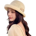 thumbnail image 1 of CoCopeaunts Women's Bucket Hats Knitted Beach Sun Hats Elegante Fisherman Hats with Flowers Breathable Party Bucket Hats All Seasons Use, 1 of 8