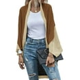 thumbnail image 1 of CoCopeaunts Women's Chunky Cardigan Fall Oversized Open Front Color Block Batwing Long Sleeve Knit Sweaters Cardigan Wrap, 1 of 4
