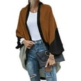 thumbnail image 1 of CoCopeaunts Women's Chunky Cardigan Fall Oversized Open Front Color Block Batwing Long Sleeve Knit Sweaters Cardigan Wrap, 1 of 5