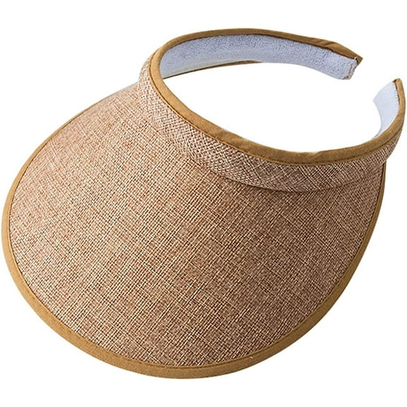 CoCopeaunts Women's Clip On Sun Visor Hat Wide Brim Summer Straw Hat Beach Sun Hat Travel