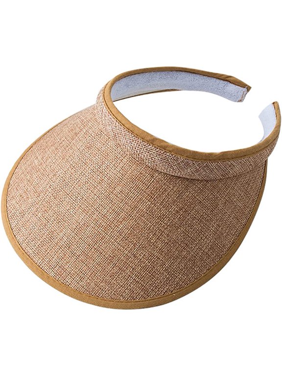 Women's Clip On Sun Visor Hat Wide Brim Summer Straw Hat Beach Sun Hat Travel