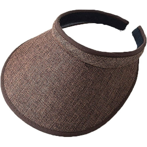 CoCopeaunts Women's Clip On Sun Visor Hat Wide Brim Summer Straw Hat Beach Sun Hat Travel