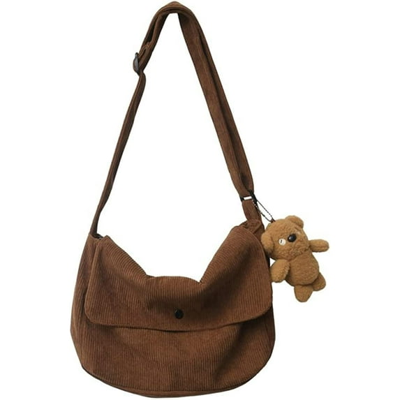 CoCopeaunts Women's Corduroy Tote Bag, Shoulder Bag School Large Capacity Commuting New Winter Cross Body Bags Cute Travel Bag