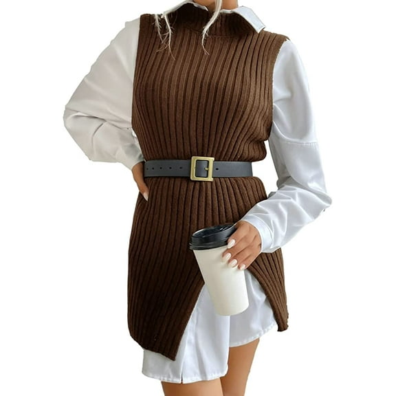 CoCopeaunts Women‘s Knit Sweater Vest Casual Slim Fit Tank Top Winter Fall Sleeveless Knitwear Waist Tops