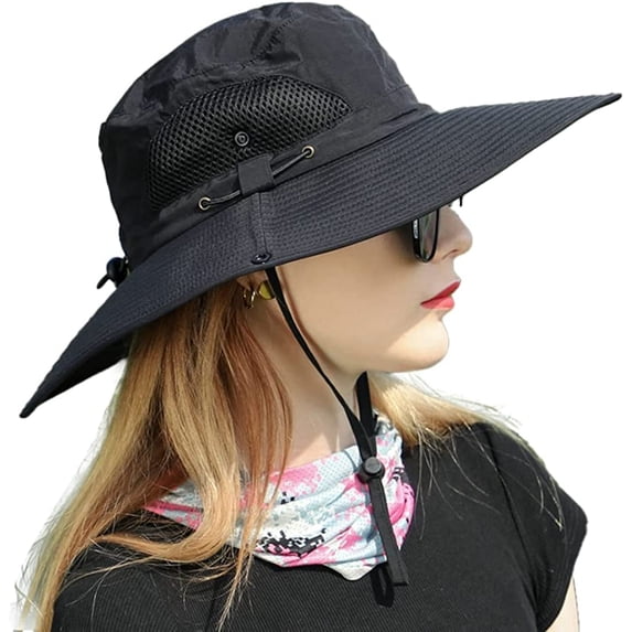 CoCopeaunts Women's Large Sunhat UV Protection Men's Outdoor Hat Foldable Drawstring Sun Breathable Hat Fishing Travel Hiking Gardening