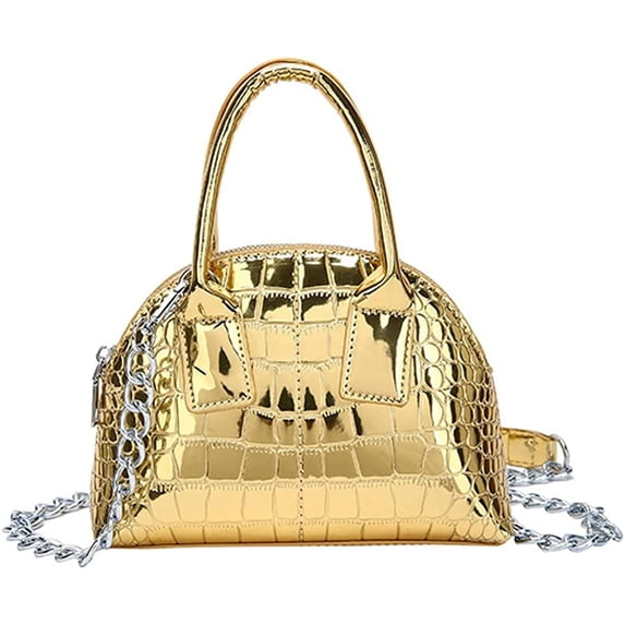 CoCopeaunts Women's PU Satchel Handbag, Shoulder Bag Shiny Small Stylish Dinner Bag Chain Purse Durable Elegant Handbags Newest