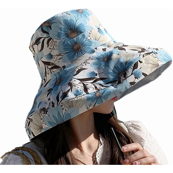 CoCopeaunts Women's Reversible Sun Hat Beach Packable Large Wide Brim UV Protection Hat f Fishing Camping Boating Hiking Outdoor Travel