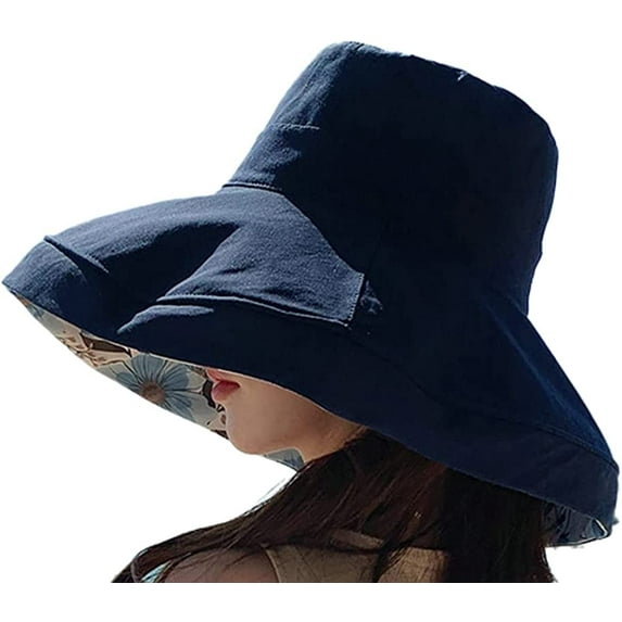 CoCopeaunts Women's Reversible Sun Hat Beach Packable Large Wide Brim UV Protection Hat f Fishing Camping Boating Hiking Outdoor Travel