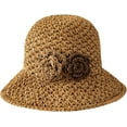 thumbnail image 1 of CoCopeaunts Women's Straw Bucket Hat Sweet Woven Flower Decorate Wide Brim Floppy Fisherman Hat Summer Outdoor Sunscreen, 1 of 8