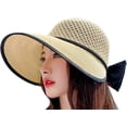 thumbnail image 1 of CoCopeaunts Women's Straw Bucket Hats Beach Sun Hats UV Protection Cute Straw Fisherman Hats Bow Breathable Summer Vacation Rain Hats, 1 of 8