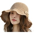 thumbnail image 1 of CoCopeaunts Women's Straw Bucket Hats Beach Sun Hats UV Protection Straw Rain Hats Breathable Foldable Casual Travel Wide Brim Summer, 1 of 7