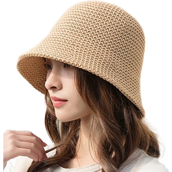 CoCopeaunts Women's Straw Fishermen Hat Beach Stylish Straw Summer Casual UV Protection Breathable Commute Travel Hat Vacation Spring