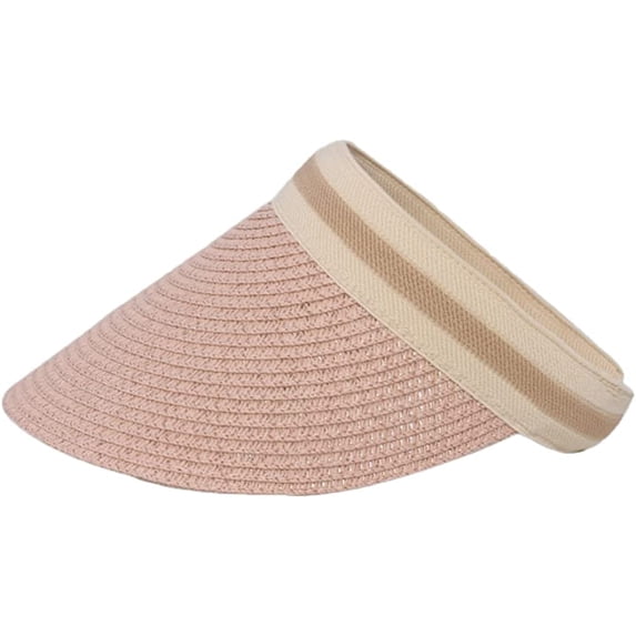 CoCopeaunts Women's Straw Summer Hat Sun Visor Hats for Men Wide Brim Roll-up Foldable Beach Visors Cap Sun Casual UV Protection Hiking