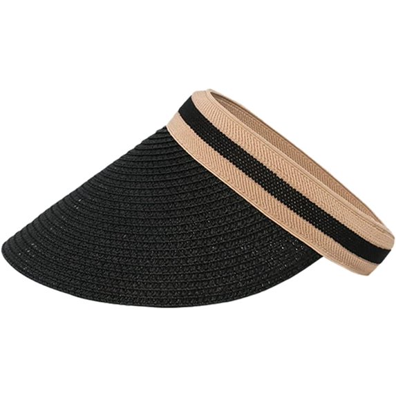 CoCopeaunts Women's Straw Summer Hat Sun Visor Hats for Men Wide Brim Roll-up Foldable Beach Visors Cap Sun Casual UV Protection Hiking