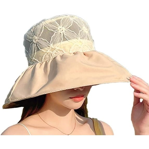 CoCopeaunts Women's Summer Bucket Hats Sun Hats Cotton UV Protection Fisherman Hats Wide Brim Breathable Lace Sun Visors Vacation Travel