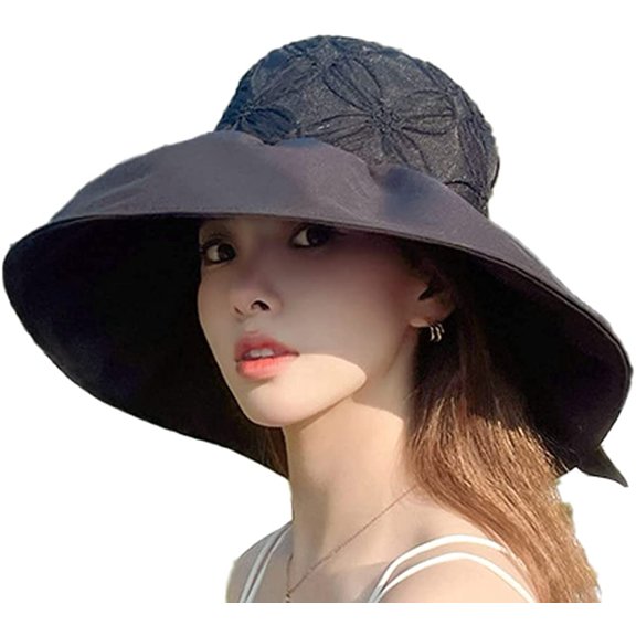 CoCopeaunts Women's Summer Bucket Hats Sun Hats Cotton UV Protection Fisherman Hats Wide Brim Breathable Lace Sun Visors Vacation Travel