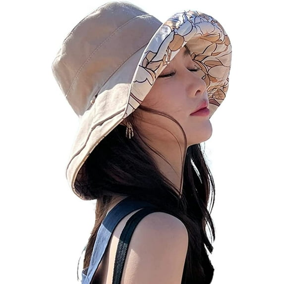 CoCopeaunts Women's Sun Hat Packable Reversible Bucket Hat UV Sun Protection Wide Brim Fishmen Caps Summer Beach Cap Commute Outdoor