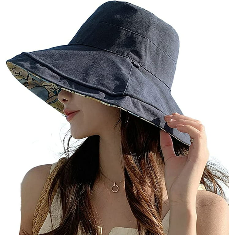 CoCopeaunts Women's Sun Hat Packable Reversible Bucket Hat UV Sun  Protection Wide Brim Fishmen Caps Summer Beach Cap Commute Outdoor