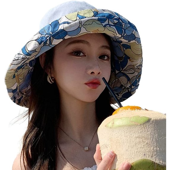 CoCopeaunts Women's Sun Hat Packable Reversible Bucket Hat UV Sun Protection Wide Brim Fishmen Caps Summer Beach Cap Commute Outdoor