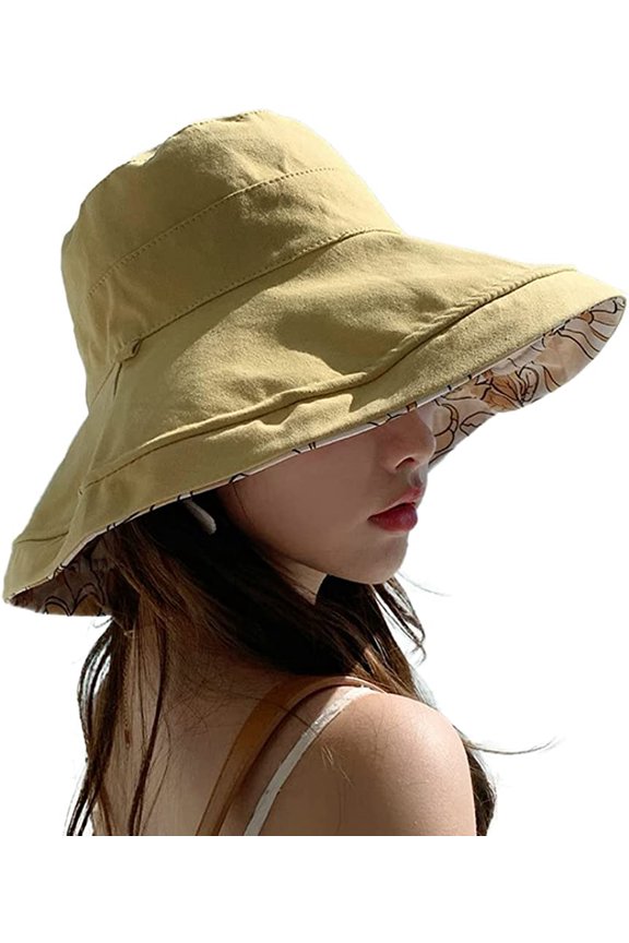 Women's Sun Hat Packable Reversible Bucket Hat UV Sun Protection Wide Brim Fishmen Caps Summer Beach Cap Commute Outdoor