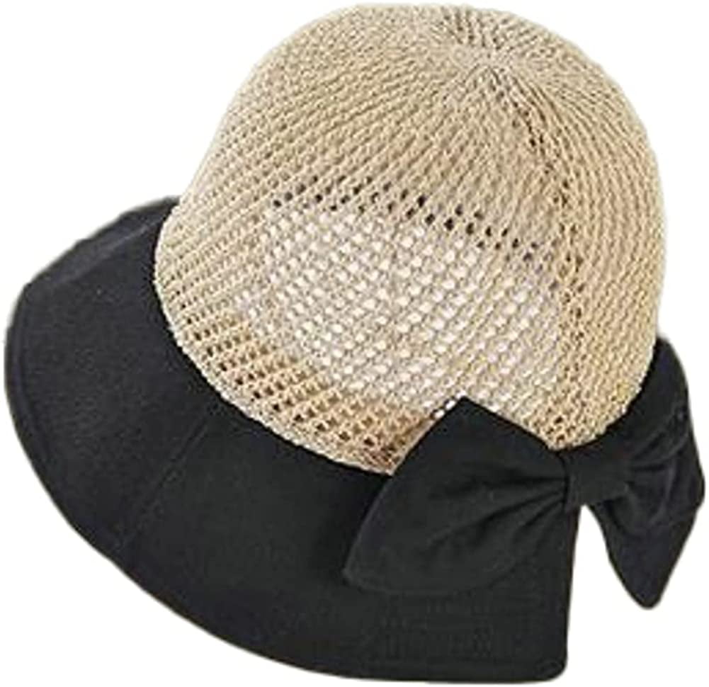 Color Matching Sweet Woven Straw Hat Female Beach Sun-proof Breathable Bucket Hat