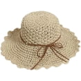 thumbnail image 1 of CoCopeaunts Women's Sunhat Straw Wide Brim Breathable Summer Bucket Hat Bow Cute Beige UV Protection Straw Hat Beach Commute, 1 of 2