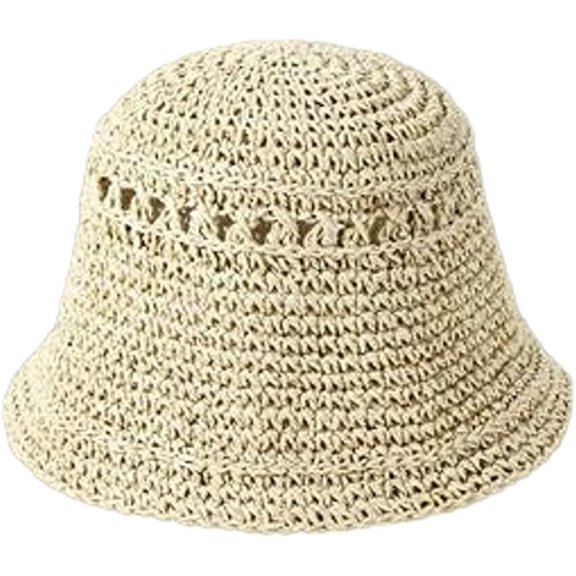 CoCopeaunts Women's Sunhat Straw Wide Brim Breathable Summer Bucket Hat Bow Cute Beige UV Protection Straw Hat Beach Commute